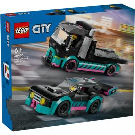 LEGO City Coche de Carreras y Camión de Transporte 60406 - Set de Construcción con 2 Minifiguras