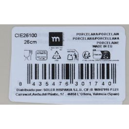 La Mediterranea Plato Llano de Vajilla Colección Cies Monaco 26 cm de Diámetro x 2 cm de Altura (6 Unidades)