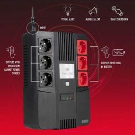 NGS FORTRESSBUNKER SAI Offline 600VA/360W con 6 Salidas Schuko (3 con Batería) y AVR, Protección Eléctrica para PC y Oficina NGS FORTRESSBUNKER SAI Offline 600VA/360W con 6 Salidas Schuko (3 con Batería) y AVR, Protección Eléctrica para PC y Oficina