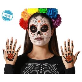 Tatuajes Faciales y Manos de Calavera Mexicana Negra y Roja con Diseños Florales para Halloween / Día de Muertos Tatuajes Faciales y Manos de Calavera Mexicana Negra y Roja con Diseños Florales para Halloween / Día de Muertos Precio: 0.95000004. SKU: B1HKDE8QY7