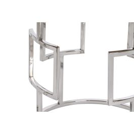 DKD Home Decor Mesita Auxiliar Loft Natural Plateado Mango y Cromado 49.5 x 62 x 49.5 cm Set de 3