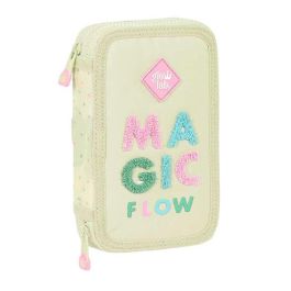 Estuche Escolar con Accesorios Glow Lab Magic flow Beige 12.5 x 19.5 x 4 cm (28 piezas)