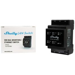 Shelly Relais Switch 5 Ports 10/100 Mbit Interruptor Inteligente Negro Carril DIN