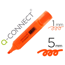 Q-connect Rotulador Fluorescente Naranja Punta Biselada Trazo 1-5 mm