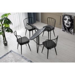 Mesa de comedor redonda Aucune Antracita para 4 personas - 100 x 100 x 72 cm MEN8683342538817