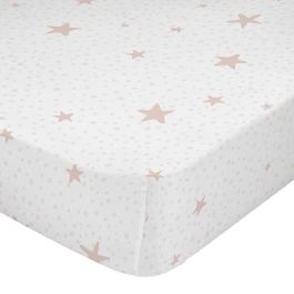 Sábana Bajera HappyFriday BASIC KIDS Blanco Rosa 60 x 120 x 14 cm Estrellas