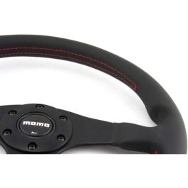 Momo MOMVTUNERBLK35R Volante Deportivo Tuner de 350mm en Piel Negra con Costura Roja