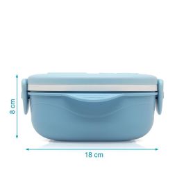 KioKids Caja Almuerzo Hermética Cuadrada Acero Inoxidable con 3 Compartimentos y Cubiertos 450 ml Azul Apto Lavavajillas +4 meses KioKids Caja Almuerzo Hermética Cuadrada Acero Inoxidable con 3 Compartimentos y Cubiertos 450 ml Azul Apto Lavavajillas +4 meses