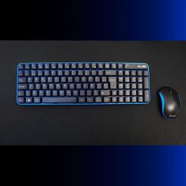 Elbe PTR-101 Pack Teclado y Ratón Inalámbricos Azul-Negro con Receptor Nano USB