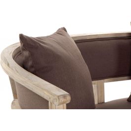 DKD Home Decor Sofá Tradicional de 2 plazas Marrón Lino Rubberwood 69 x 72 x 122 cm