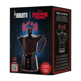 Bialetti Moka Express 3 Tazas 130 ml Cafetera Italiana Colección Stranger Things Negra/Roja