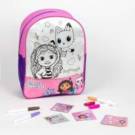 Cerdá Diy Set Mochila Escolar Gabby's Dollhouse Rosa 30x38x14 cm para Personalizar Niñas +3 años