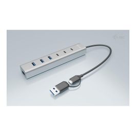 i-tec Charging Metal Hub USB-C/USB-A de 7 Puertos - Hub de Carga con 3 Puertos USB-C y 4 USB-A, Alimentación 12V/3A, Carcasa de Aluminio, Plug & Play