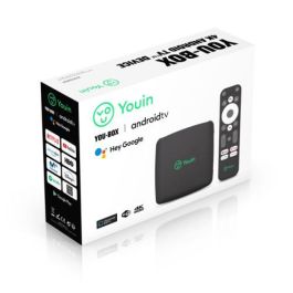 Youin YOU-BOX EN1040K - Receptor Android TV 4K UHD, Asistente de Voz Google, 8 GB, WiFi, Bluetooth 4.2, 3x USB, Compatible con Chromecast