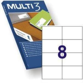 Multi-3 Etiquetas Adhesivas C-Rectos 8 X 100H 105x74 mm Inkjet-Láser Blanco Precio: 6.95000042. SKU: S8413440