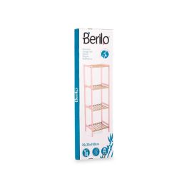 Berilo Estanteria Cuadrada 4 Estantes Bambu Rosa 35.2x100.2x30.2 cm