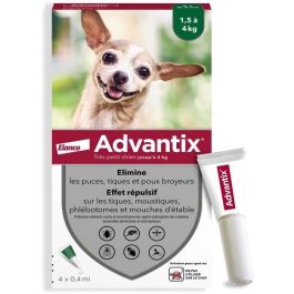 Pipetas antiparasitarias ADVANTIX 4: para perros muy pequeños de 1,5 a 4 kg