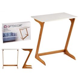 Mesa Auxiliar Bambú Kinvara 40x68.5x60 cm - Blanco/Natural (4 Unidades)