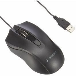 Gembird MUS-3B-01 Ratón de Oficina Óptico Ambidextro USB con Cable Negro 1000 DPI, 3 Botones y Rueda.