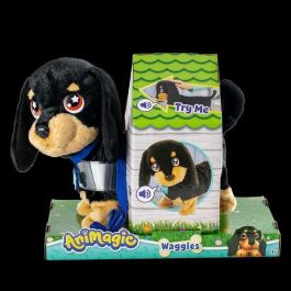Bizak 64559091 Waggles, Mi Perrito Salchicha interactivo que camina, ladra, mueve la cola. Peluche suave, incluye correa