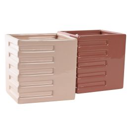 DKD Home Decor Macetero Urban Rosa Terracota Dolomita 12 x 15 x 15 cm (12 Unidades)