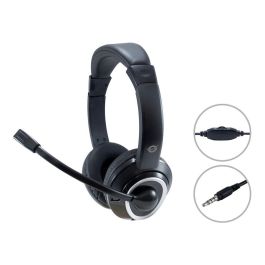 Conceptronic Auriculares con Micrófono Jack 3.5 mm, Control de Volumen Giratorio, Cable de 2m, Negro