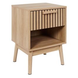 Klaus Mesita De Noche Con Cajón, Madera Natural, 40x35x55 cm - Home Deco Factory Precio: 47.49999958. SKU: B1CAF7TER5