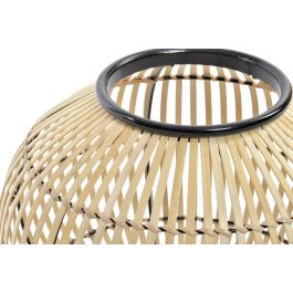 DKD Home Decor Lámpara de Sobremesa Tropical de Bambú y Metal en Tonos Marrón y Negro, Compatible con Bombilla E27, Medidas 36x37x36 cm