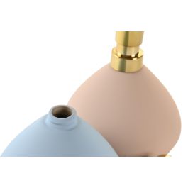 DKD Home Decor Dosificador Gres Azul Celeste Rosa 12.5 x 14.3 x 12.5 cm (6 Unidades)