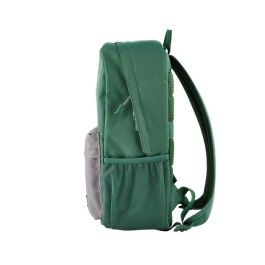 HP Mochila Campus Verde, Extra Segura con Cremallera Bloqueable y Bolsillo Acolchado para Portátil, Materiales Resistentes a la Lluvia