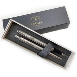 Parker Juego Bolígrafo + Pluma Jotter Acero CT Estuche Pluma Acero Inoxidable Adornos Cromados