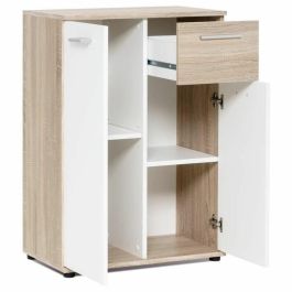 Jacky Mueble de Almacenamiento Clásico con 2 Puertas y 1 Cajón, blanco mate y decoración roble, melamina – Ancho 60 cm Jacky Mueble de Almacenamiento Clásico con 2 Puertas y 1 Cajón, blanco mate y decoración roble, melamina – Ancho 60 cm