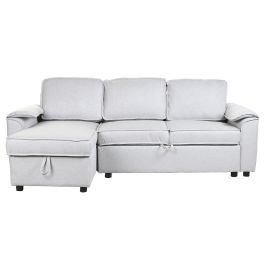 DKD Home Decor Sofá Cama Moderno Gris Claro Poliéster 153 x 88 x 220 cm