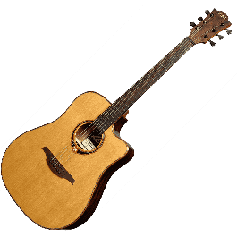 LAG Tramontane 118 A/E Guitarra Acústica Dreadnought Cutaway Tapa Cedro Rojo Macizo Natural Brillante