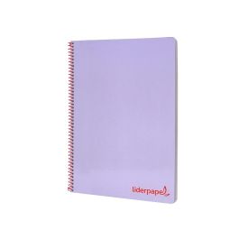 Cuaderno Espiral Liderpapel A4 Wonder Tapa Plastico 80H 90 gr Cuadro 4 mm Con Margen Color Violeta 5 unidades