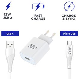 myway pack cargador de pared USB 2.4A + cable micro USB 1m blanco