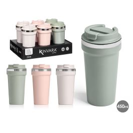 Kinvara Vaso Térmico con Tapa 450 ml Surtido 3 Colores Claros Gris, Rosa, Verde 9x18x9 cm (12 Unidades) Precio: 51.49999943. SKU: B157BK4J3A