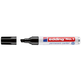 Edding Marcador Permanente Nº 1 Negro Set de 10 Unidades para Todo Tipo de Materiales, Punta Biselada 1-5 mm, Secado Rápido, Resistente al Agua y Frote (Set de 10)