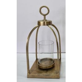 DKD Home Decor Portavela Moderno de Aluminio y Cristal Dorado 19 x 19 x 43 cm