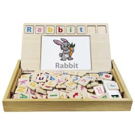 LEXIBOOK Juego Educativo Bilingüe Palabras Español Inglés +3 Años - Aprende 50 Tarjetas y Dibuja Letras