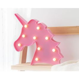 KioKids Lámpara LED Unicornio Rosa para Dormitorio Infantil - Luz Nocturna Decorativa Inalámbrica a Pilas - Ideal para Bebés y Niños