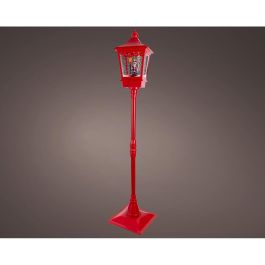 Lumineo Farola de Navidad Papá Noel Iluminada, 10 LEDs Luz Cálida, Efecto Nieve, Interior, 37,5 x 37,5 x 185 cm