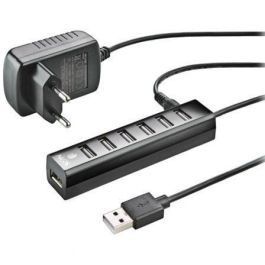 NGS IHUB7TINY Hub USB 2.0 de 7 Puertos con Alimentación Externa, Diseño Compacto para Múltiples Dispositivos, Velocidad 480 Mbps
