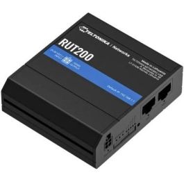 Teltonika RUT200 Router Industrial LTE WiFi Negro con 2 puertos Ethernet Rápido 10/100 Mbps y OS RutOS