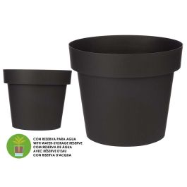 Maceta Plastico Antracita Con Reserva Agua 35Cm Ibergarden (6 Unidades)