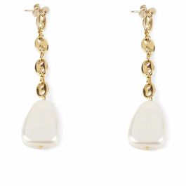 Shabama Pendientes BARTON de Perlas Lisas Oro Brillo, con Cadena Calabrotes, Diseño Cónico, 7.5 cm Largos Precio: 45.98999944. SKU: B12T7JHDXV