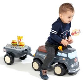 Falk Food Truck Correpasillos con Asiento Abatible, Volante Claxon, Remolque Parrilla, 2 Hamburguesas, +12 Meses, Made in France