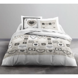 Today Juego de Cama Eden White Print 240x260 cm 100% Algodón 57 Hilos para 2 Personas Funda Nórdica y 2 Fundas Almohada Confort Superior
