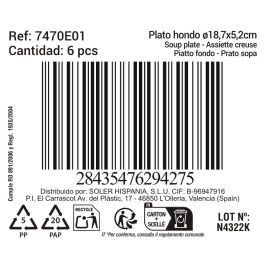 La Mediterranea Plato Hondo Black Clay Ø18,7 x 5,2 cm (12 Unidades)