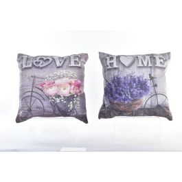 DKD Home Decor Cojín Decorativo Shabby con Diseño de Bicicleta Gris Lila 45x45 cm de Poliéster, Juego de 4 Unidades con Cremallera Precio: 30.19434. SKU: B16SQSQZN5